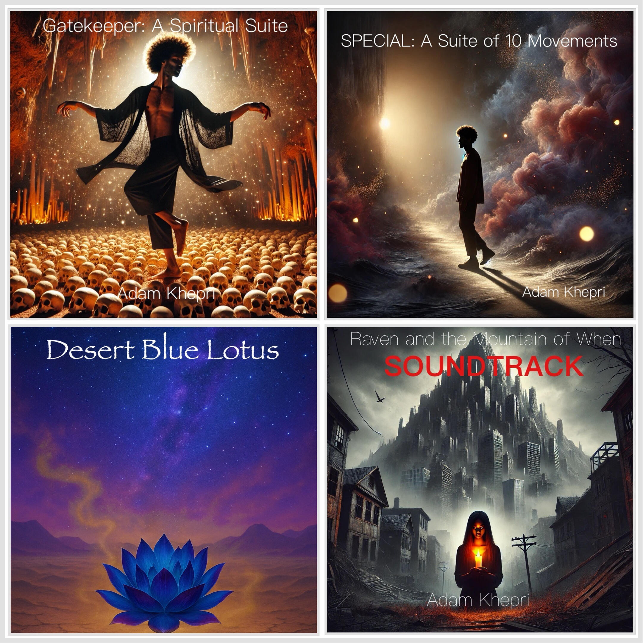 SOUND Each project I create is a transmission of sound, story, and spirit — crafted for those navigating both the seen and unseen. Explore my latest works below. ⸻ Featured Works: Gatekeeper: A Spiritual Suite → A spiritual suite about thresholds, death, and